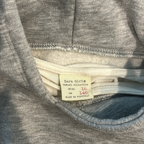 Zara Oversized Grey Hoodie Dress with built-in tank dress size 10 Girls - Picture 3 of 3